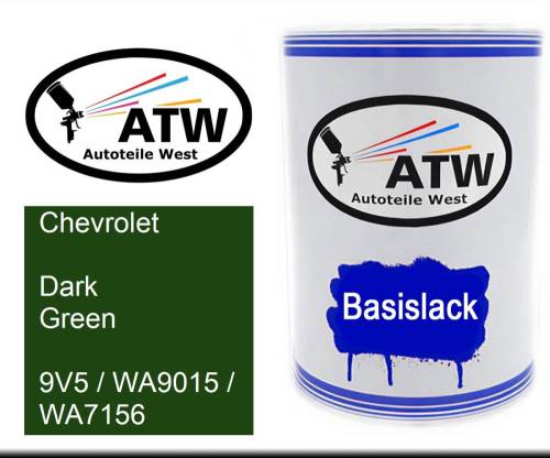 Chevrolet, Dark Green, 9V5 / WA9015 / WA7156: 500ml Lackdose, von ATW Autoteile West.